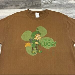 Vintage Y2K Feeling Lucky Charms Leprechaun AAA Brown Mens L Clover Leaf T-Shirt